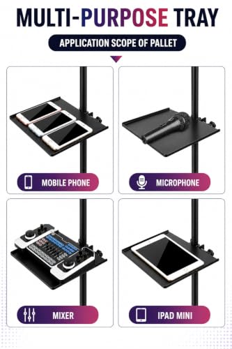 Image of BROLAVIYA Microphone Stand Shelf Adjustable Metal Tray Holder, Compatible with Most Microphone Stands and Music Tripod Stands, Size 7.9 inch X 5.7 inch inch