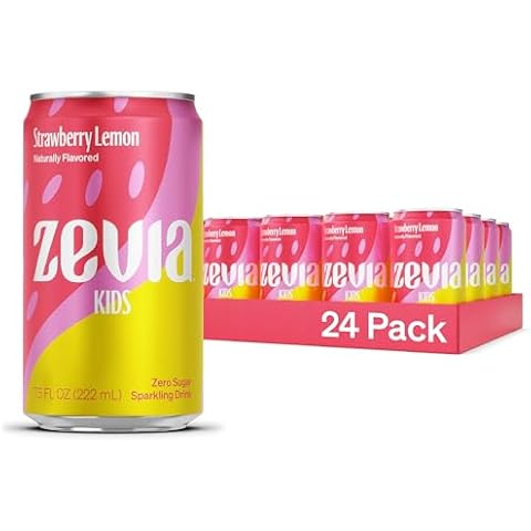 Zevia Zero Sugar, Kids Strawberry Lemon Sparkling Drink, 7.5 Fl Oz Cans (Pack of 24) Cover