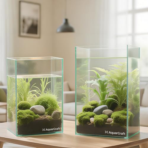 Image of 5.6 Gallon Rimless Aquarium, Tall Low Iron Glass Fish Tank | Ultra clear 6mm glass, 10 x 10 x 14.2 in vertical design for aquascaping, betta fish, shrimp tanks and planted setups