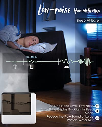 Mxmoonant Ultrasonic Humidifier For Bedroom 6L, Cool Mist Humidifier W/Led Display, Quiet Intelligent Operation, 1-12H Timer, Essential Oil Diffuser For Home Office Living Room #TOP3
