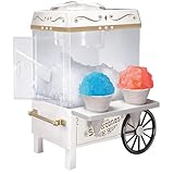 Nostalgia SCM525WH Vintage Countertop Snow Cone Maker Makes 20 Icy Treats, Includes 2 Reusable Plastic Cups & Ice Scoop - Ice White, 8 oz