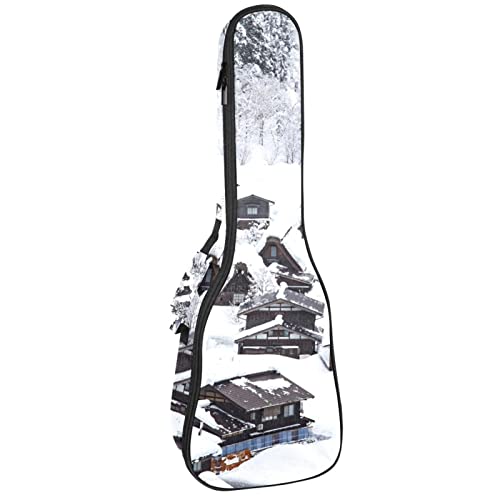 Sac rembourré de 10 mm pour ukulélé concert motif scène d'hiver