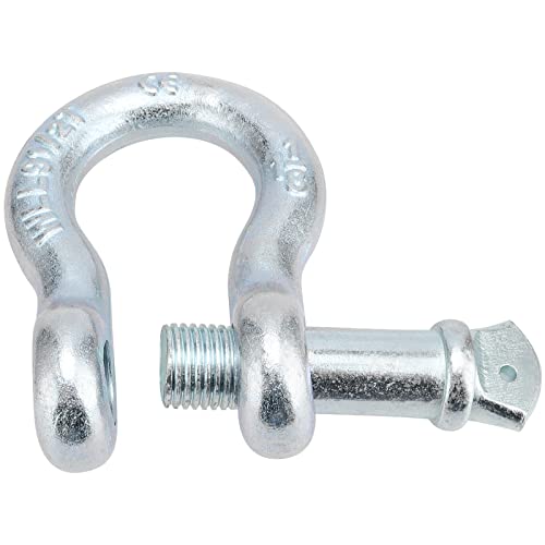 KEILEOHO 2 Pack 1 Inch D Ring Shackles, 19 Ton (41888 Lbs) Maximum Break Strength Heavy Duty Towing Shackle, Bow Shackle, Carbon Steel Screw Pin Anchor Shackle for Tow, Lifting, Silver - Thumbnail 5
