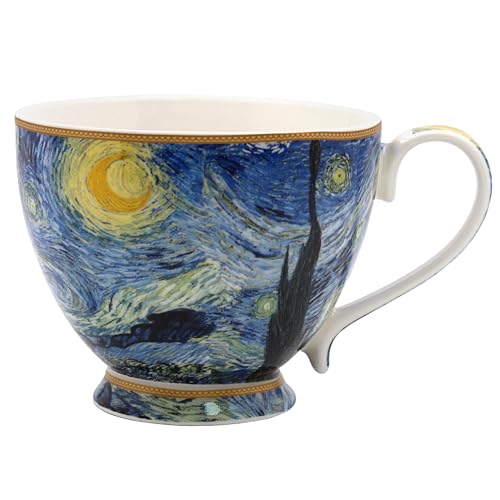 The Leonardo Collection Vincent Van Gogh Van Gogh Star Night Footed Mug for Hot Drinks | Fine China Printed Mugs for Kitchen & Home | Reusable Ceramic Cups for Every Occasion