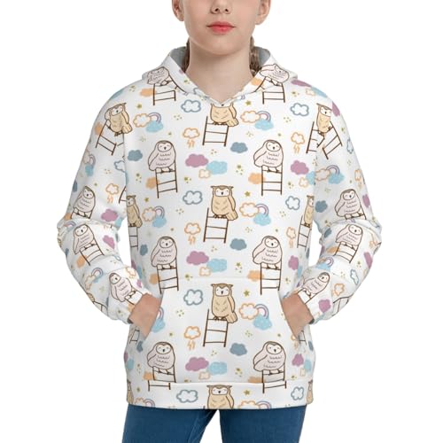 Cartoon Owl Kid Hoodies Boys Sweatshirts Girls Pullover with Pocket