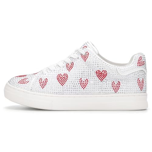 Image of PARTY Women's Rhinestone Platform Lace Up Low Top Glitter Sneakers