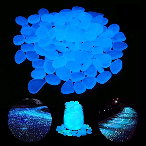 Fane Glow In The Dark Rocks, 100 Pcs Glow Pebbles, Glow In The Dark Pebbles By Light & Solar Energy, Outdoor Decorative Luminous Stone For Sidewalks, Gardens, & Swimming Pools Blue 0.8''-1.2'' #TOP4