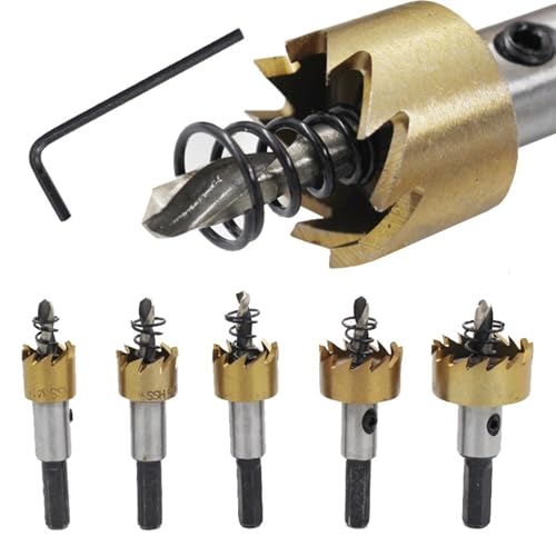 Foret scie cloche HSS lot de 5 pièces en acier inoxydable et alliage de métal 16 à 30mm avec clés