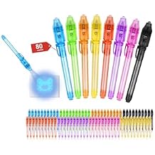 Invisible Ink Pens with UV Light, 80 PCS Bulk Spy Pens for Kids Party Favors, Secret Message Marker Set for Halloween Goodie Bags, Christmas Stocking Stuffers, Classroom Prizes & Treasure Hunt
