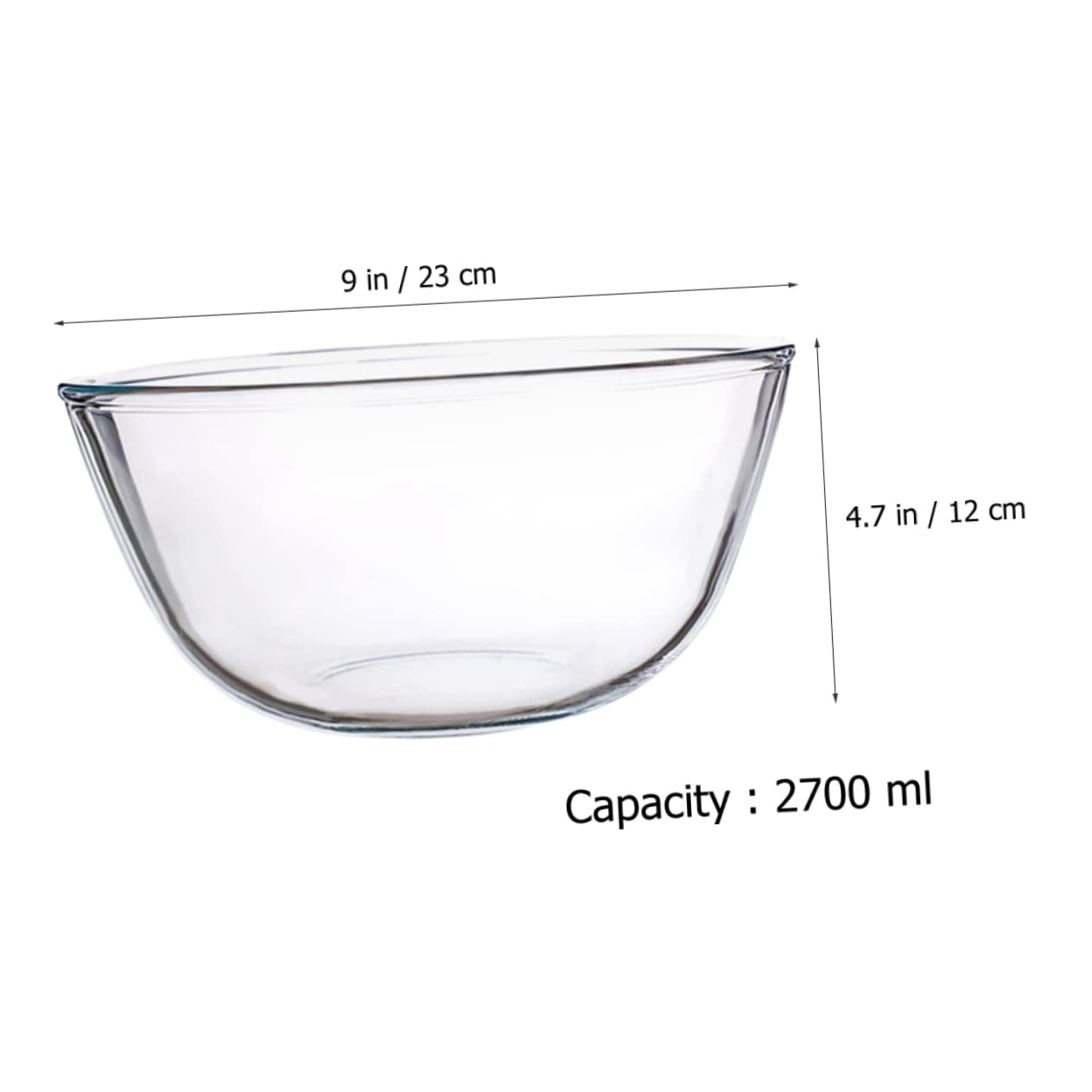 Insalatiera e Servizio Insalate in Vetro Trasparente da 2700ml Superficie Liscia e Design Elegante, Ciotola Rotonda per Cucina