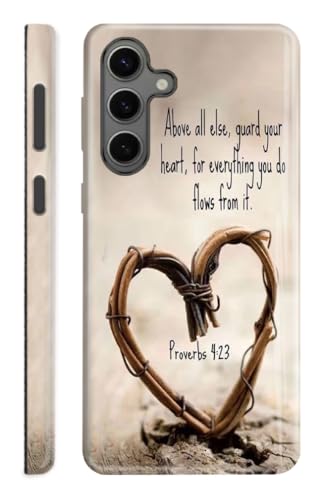 Compatible with Samsung Galaxy S24 FE 5G Case,Case for Samsung Galaxy S24 FE Double-Layer Full Body Drop Protection,Christian Quote Proverbs 4:23,Heart