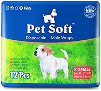 Pet Soft Disposable Male Wrap Dog Diaper,12Pcs,XS