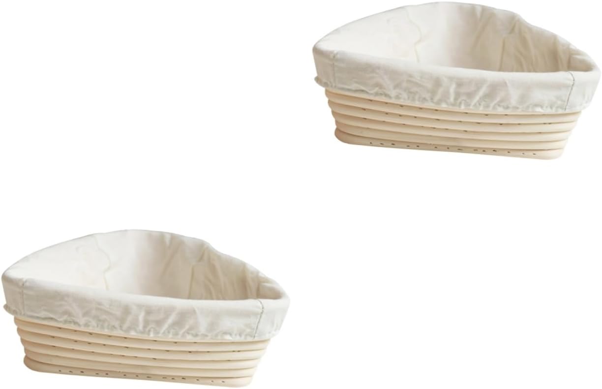4pcs Hand Woven Rattan Bread Basket Bakery Bread Storage Container Proofing Basket Non-stick for Sourdoughs