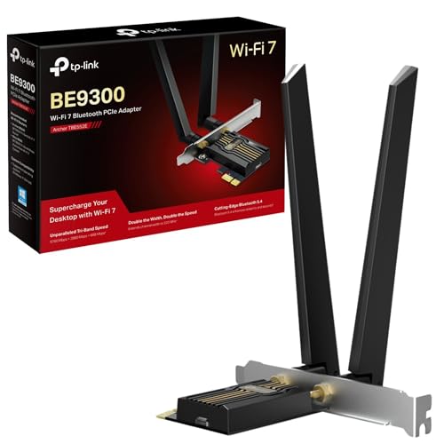 TP-Link Archer TBE552E WiFi 7 Card BE9300 Mbps Wireless Bluetooth 5.4 PCIe Network Card, Wider Signal Coverage, 6GHz, 5GHz, 2.4GHz PCI Express Bluetooth WiFi 7 Card for Desktop/PC Windows 11