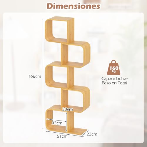Estantería de bambú decorativa con diseño geométrico premium para salón 4