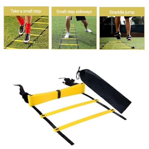 6m Échelle D'agilité 12 Echelon Avec Sac de Rangement et 4 Poteaux Accessoires D'entraînement de Football Réglable Échelle de Coordination Utilisé Pour le Football Basket-ball, Pour Adultes et Enfants – Image 6