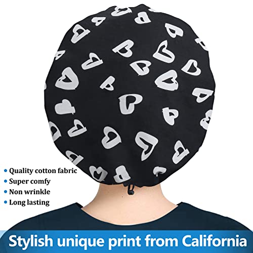 Image of ABAMERICA Bouffant Caps with Button and Sweatband, Adjustable Scrub Caps for Women Men, One Size Multi Color