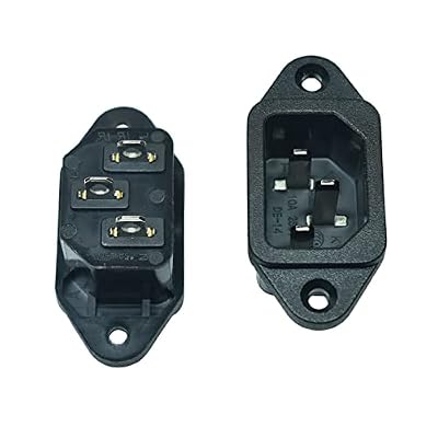 Screw Mount 3 Pins IEC320 C14 Inlet Power Plug Socket ,15A 250VAC Power Connector Socket (Pack of 2)