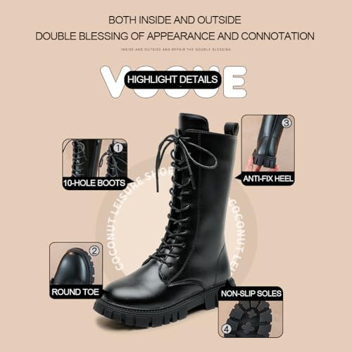 Mädchen Reitstiefel Mittelhoch - PU Leder Wasserdicht Mit Reißverschluss