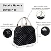 EurCross Upgraded Compact Black Lunch Bag for Girls Women,Canvas Reusable Insulated Polka Dot Lunch Tote Box Bag for Work School