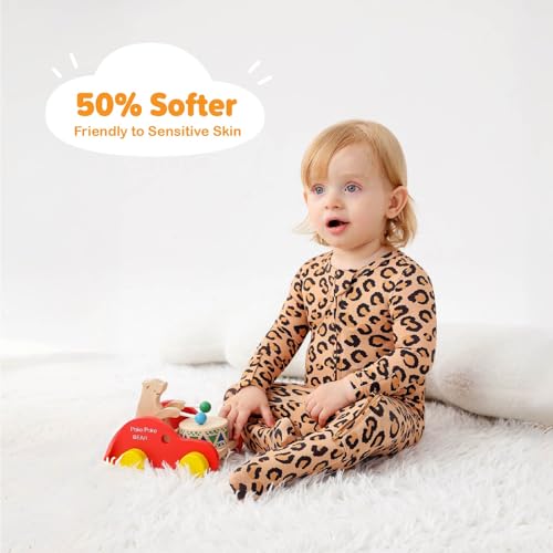 Image of Baby One-Piece Footies Long Sleeve Rompers 2-Way Zipper, Viscose from Bamboo Baby Bodysuit Clothes for Boys Girls