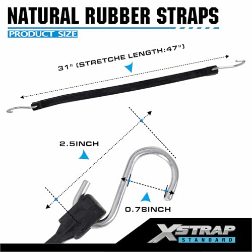 XSTRAP 31" Rubber Tarp Straps 20-Pack – EPDM Bungee Cords view 3