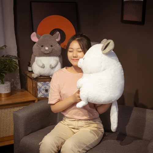 【SAQJEE】オシャレぬいぐるみ 癒される抱き枕 かわいい 柔らかい チンチラ 縫い包み ふわふわ もちもち 癒し 添い寝 洗える 子供用 お祝い プレゼント 動物 贈り物 45cm 人形 ギフト 記念品 動物 女性 グレー ライトブラウン