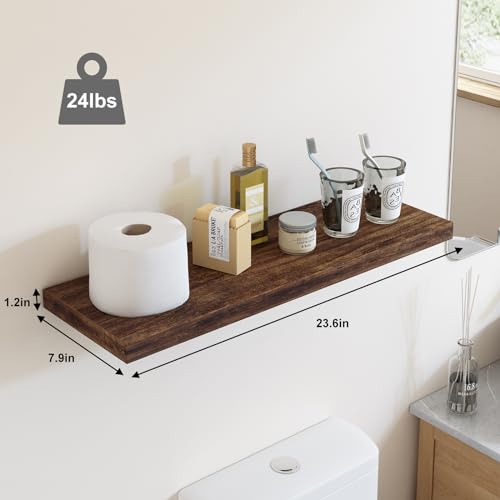 image for Fixwal 24in Floating Shelves for Wall, Rustic Brown Shelves Wall Mount