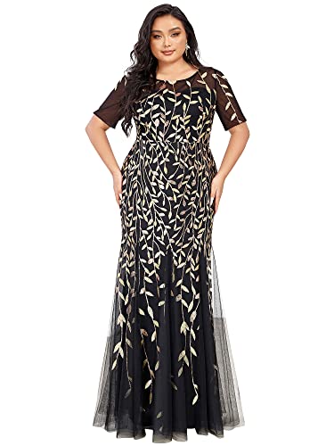 Women's Embroidered Prom Gown Formal Evening Party Dress for Reception Black2 US22