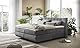 Mivano Free Boxspringbett/Bett mit 7-Zonen-Taschenfederkern-Matratze und Premium Topper/Härtegrad H2 + H3, Mikrofaser All Senses Hellgrau, Liegefläche 180 x 200 cm