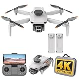 Mini Drone com Câmera 4K, Drone Dobrável com Motor Brushless e 2 Baterias, Drones com Câmera 4K, para Iniciantes e Adolescentes (Branco)