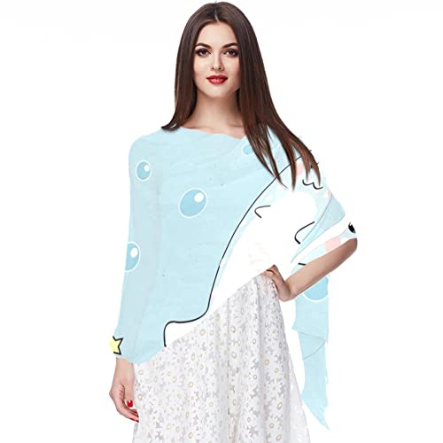 Écharpe licorne en mousseline de soie pour femme - Foulard long multicolore