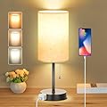 Dott Arts Table Lamp for Bedroom, 3-Color Bedside Lamps with Pull Chain, Bedroom Table Lamps for Nightstand,Small Lamp for Living Room, Bulb Included