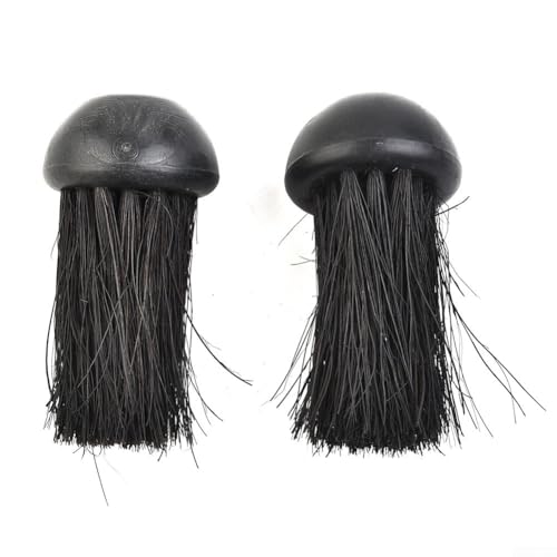Linnkyfloa Lot de 2 têtes de brosse rondes pour cheminée - Poils de noix de coco avec filetage de 9,5 mm - Remplacement pour nettoyage de cuisinière domestique