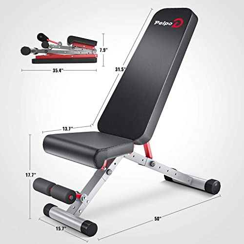 Pelpo Adjustable Weight Bench, Folding Weight Lifting Bench, Workout Bench For Home, Incline/Decline Bench For Full Body Workout, Strength Training Benches, Max Load 660Lbs #TOP3