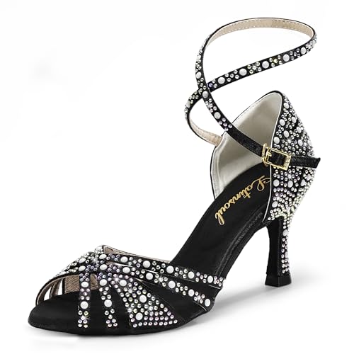 Image of Latinsoul Y205-36 Women's Crystal Rhinestone Latin Dance High Heel Shoes - Stylish Adjustable Strap Design Comfortable Dance Shoes