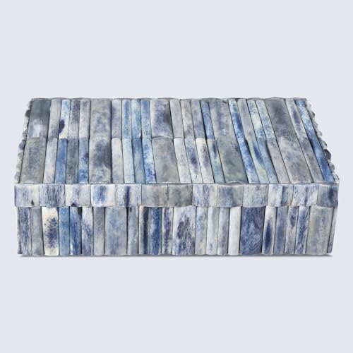 Image of Handicrafts Home Decorative Box - Handmade Jewelry Organizer Box with Lid - Keepsake Box for Home Decor, Jewelry, Accessories, Collectibles - Modern Wooden Storage Box - Ocean, 8X5X2 inch