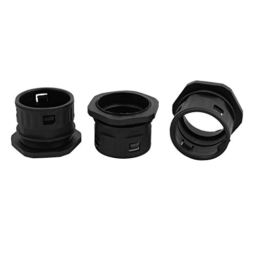Aexit 3Pcs 54.5mm Transmission ID M60x2mm Thread Plastic Cable Gland Pipe Connector Joints Black