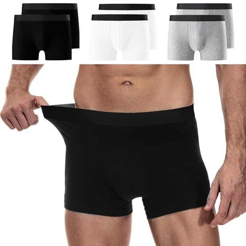 YouShow Herren Boxershorts Baumwolle 6 Pack Retroshorts Unterwäsche Boxer Ohne Kratzenden Zettel Unterhosen Männer Schwarz Weiß Grau S
