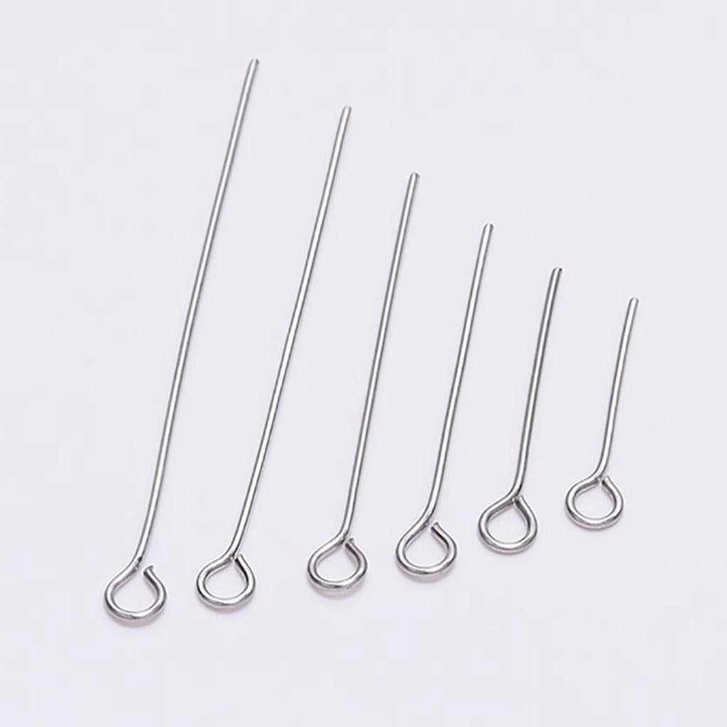 100pcs Stainless Steel Eye Head Pins Metal Eye Pins for Jewelry Making Findings DIY Earrings Pendant Pins Supplies(70mm)