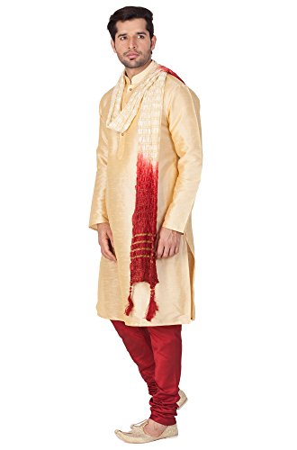 Image of VASTRAMAY Men's Burgandy Silk Blend Only Kurta