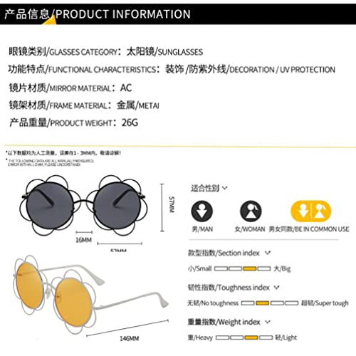 Metal Flower Hollow Sunglasses Round Glasses Women's UV Protection Sunglasses2