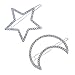 2 Pcs Silver Rhinestone Crystal Geometric Stars Moon Hair Clip Fashion Woman Hollow Side Clip Barrettes Hairpin Hair Accessories
