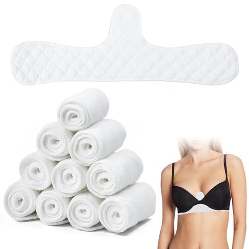 LANSKYLAN 10 PCS Forro de Sujetador para Sudor de Algodón Reutilizables, Forro de Sudor Debajo de Senos, Almohadillas para Sujetador Absorbentes Contra la Humedad para Lactancia, Deporte y Uso Diario