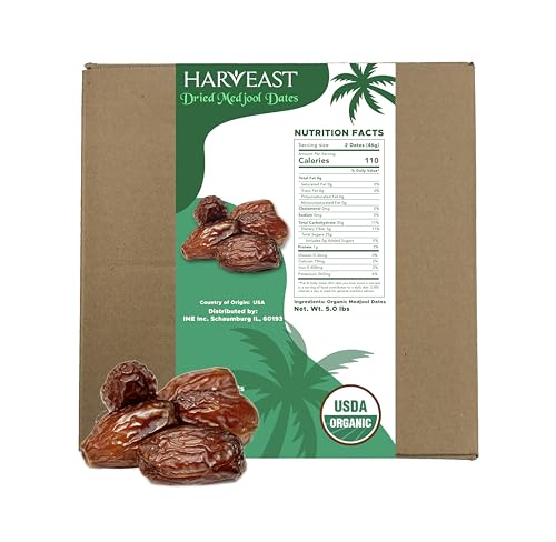 Harveast Organic Medjool Dates – California Grown Jumbo Dates, Naturally Sweet, Healthy Snacking, Caramel Flavor, Pesticide, Free No Sugar Added thumb #1
