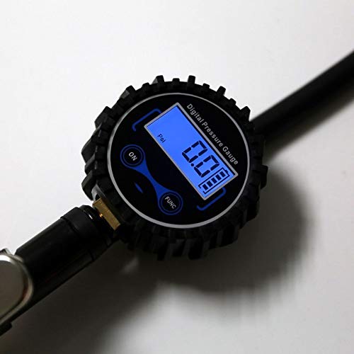 AGAATI Manómetro Digital para neumáticos, inflador de neumáticos con manómetro, Mandril de 200PSI, Compatible con camión/Coche/Bicicleta