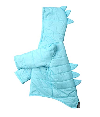 Toddler Kids Baby Girls Boys Hooded Vest Jacket 3D Dinosaur Warm Winter Thick Outwear Waistcoat Snowcoat (Blue Long Sleeve, 2-3 Years)