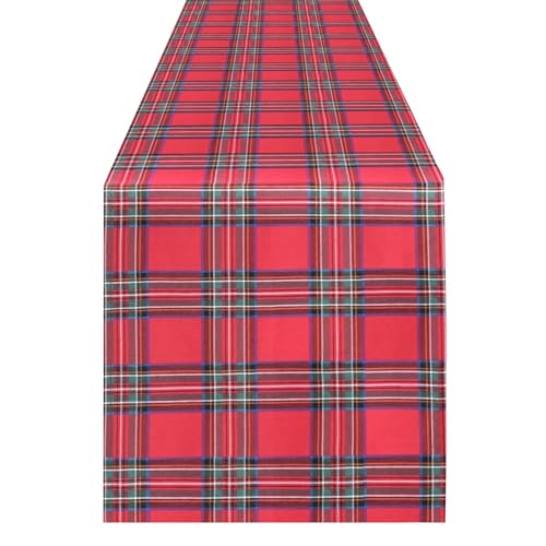 Buffalo Plaid Tablecloth Christmas Check Table Cloth Rectangular Table Cover for Farmhouse Christmas Party Dinner Table Decoration (Red, 13x108 Inch)