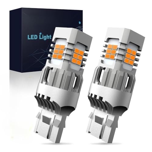 2 bombillas LED T20 W21W WY21W sin hiperflash 7440 7440NA for intermitentes, sin errores, Canbus, ámbar y amarillo.