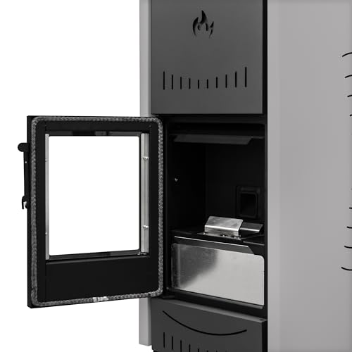 Stufe a Pellet Italia srl - Estufa de pellets New York, mod. 22 kw, hidroestufa, calienta hasta 140 m², 5 niveles de potencia, programable (gris) - imagen 4